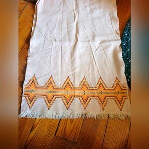 Fall autumn colored needlepoint embroidered table runner